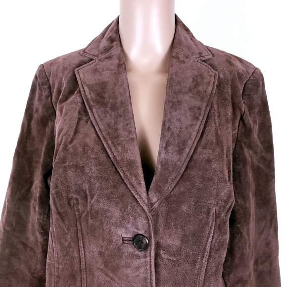 Relativity Women Leather Jacket Blazer Button Size PL - Picture 3 of 5